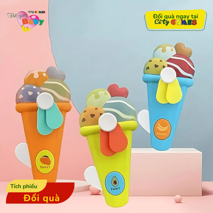 QUẠT CẦM TAY ICECREAM CITY GAMES