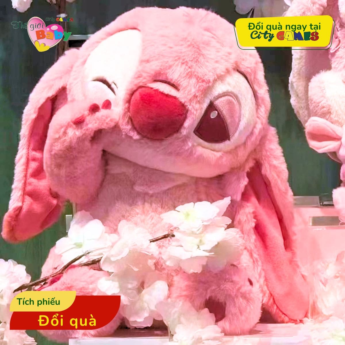 TÍCH PHIẾU ĐỔI QUÀ STITCH HỒNG THÚ NHỒI BÔNG