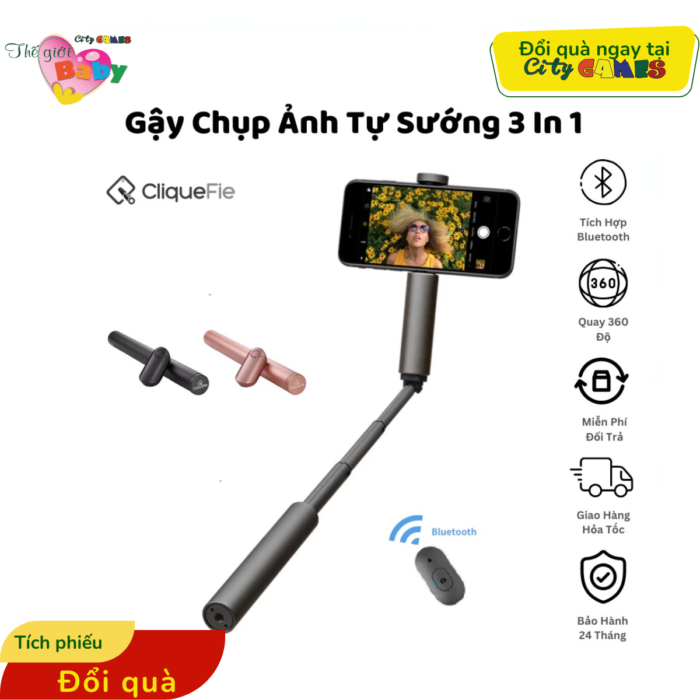 GẬY CHỤP TỰ SƯỚNG SELFIE CLIQUE CAO CẤP 3 IN 1