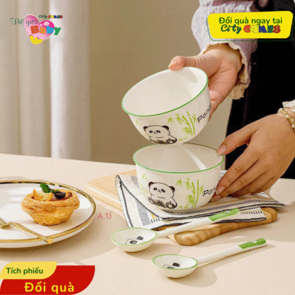 Bộ Bát Gốm Panda Hoạt Hình
