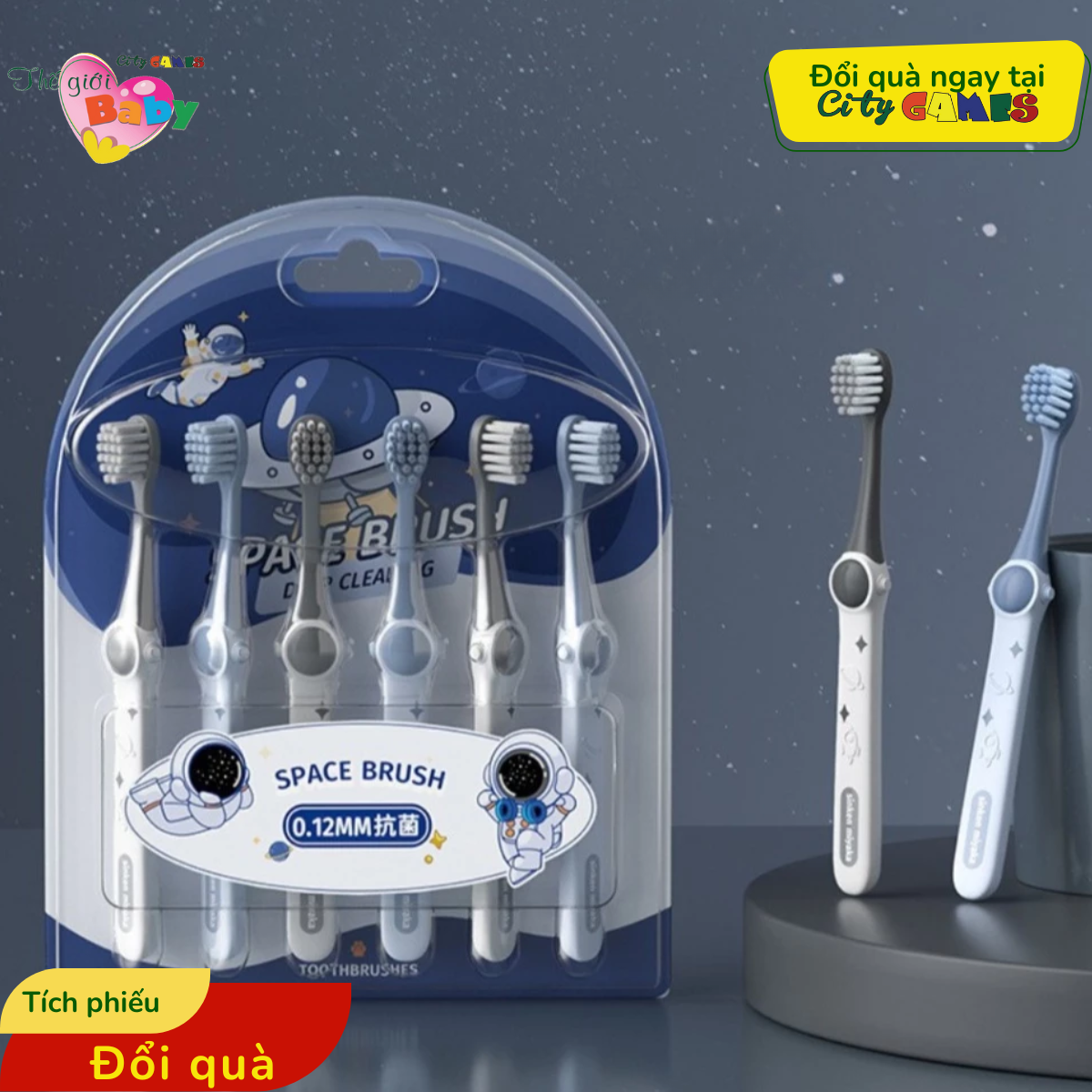 COMBO 6 BÀN CHẢI SPACE BRUSH LÔNG MỀM CHO CÁC BÉ