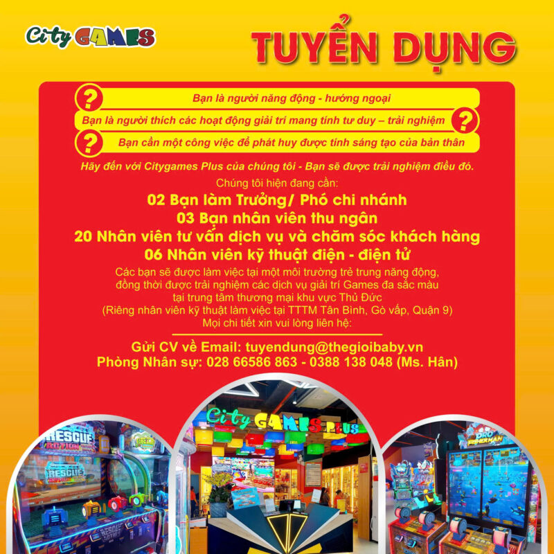 CITY GAMES TUYỂN DỤNG – CƠ HỘI VIỆC LÀM TẠI TP.HCM